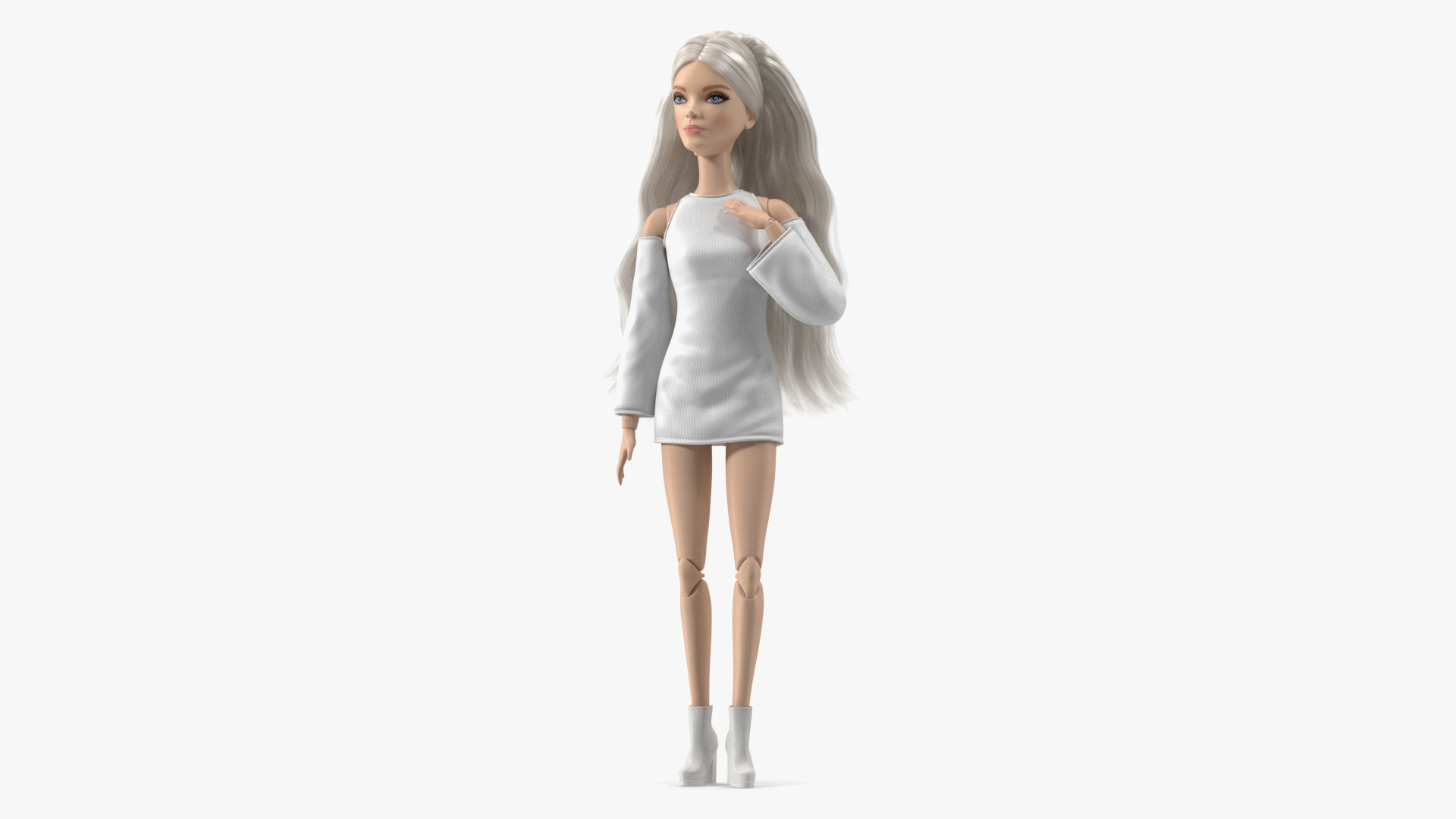 Barbie Doll White Dress Rigged for Cinema 4D 3D model