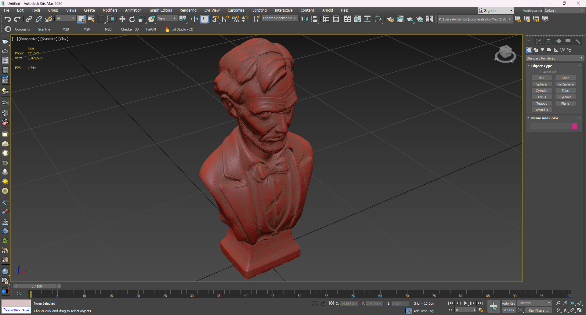 3D Bust of Lincoln for 3D Print model