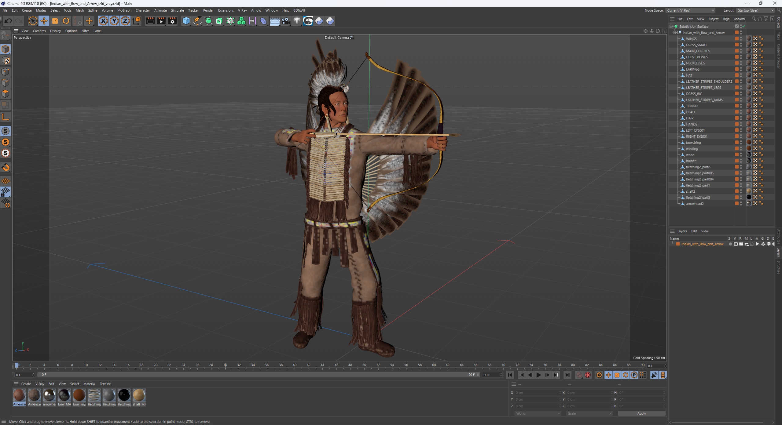 3D model Indian with Bow and Arrow