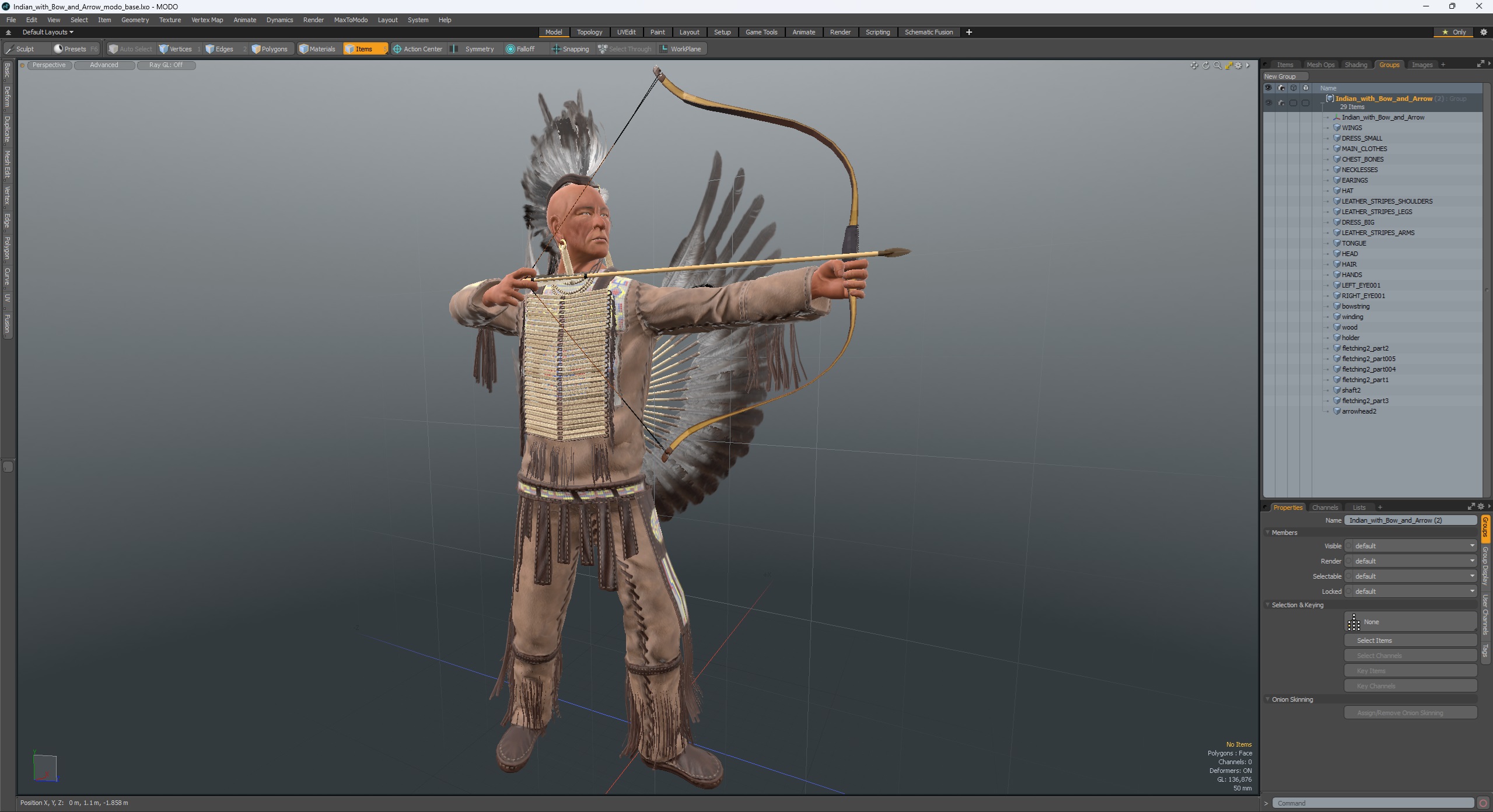 3D model Indian with Bow and Arrow