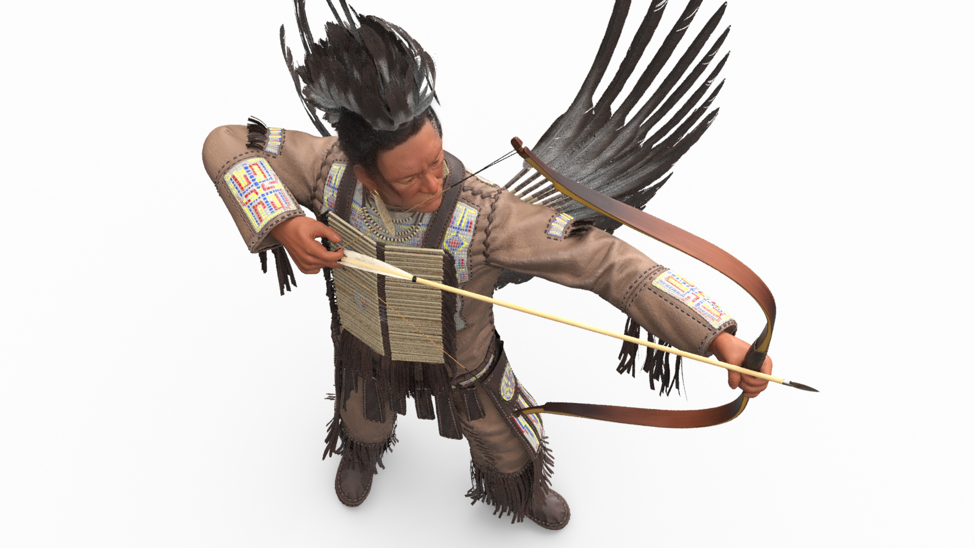 3D model Indian with Bow and Arrow