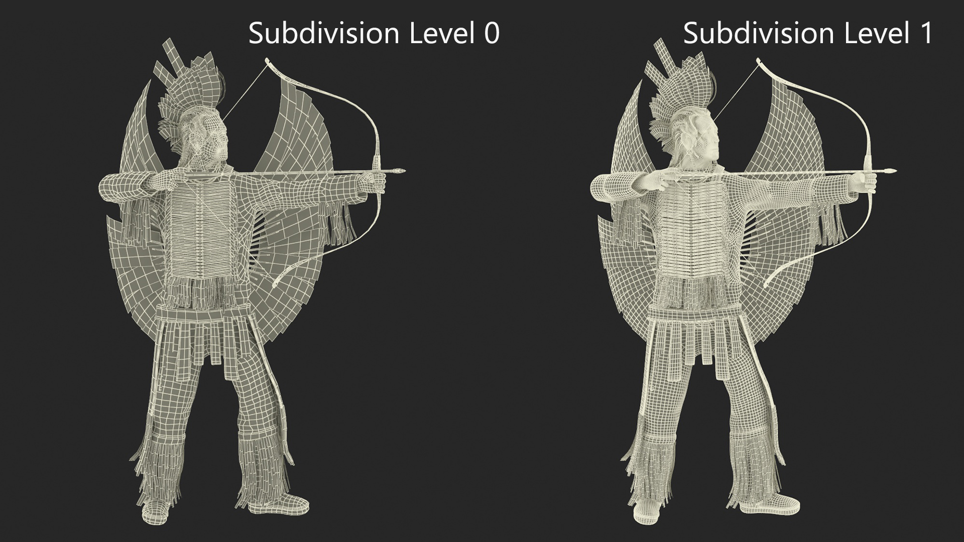 3D model Indian with Bow and Arrow