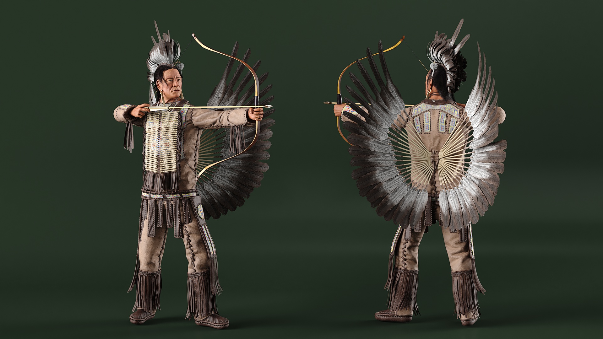 3D model Indian with Bow and Arrow