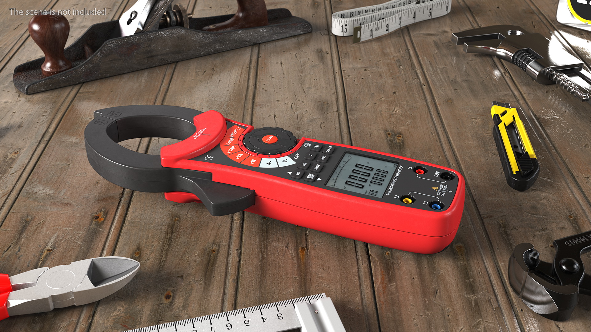 Clamp Digital Wattmeter Red 3D