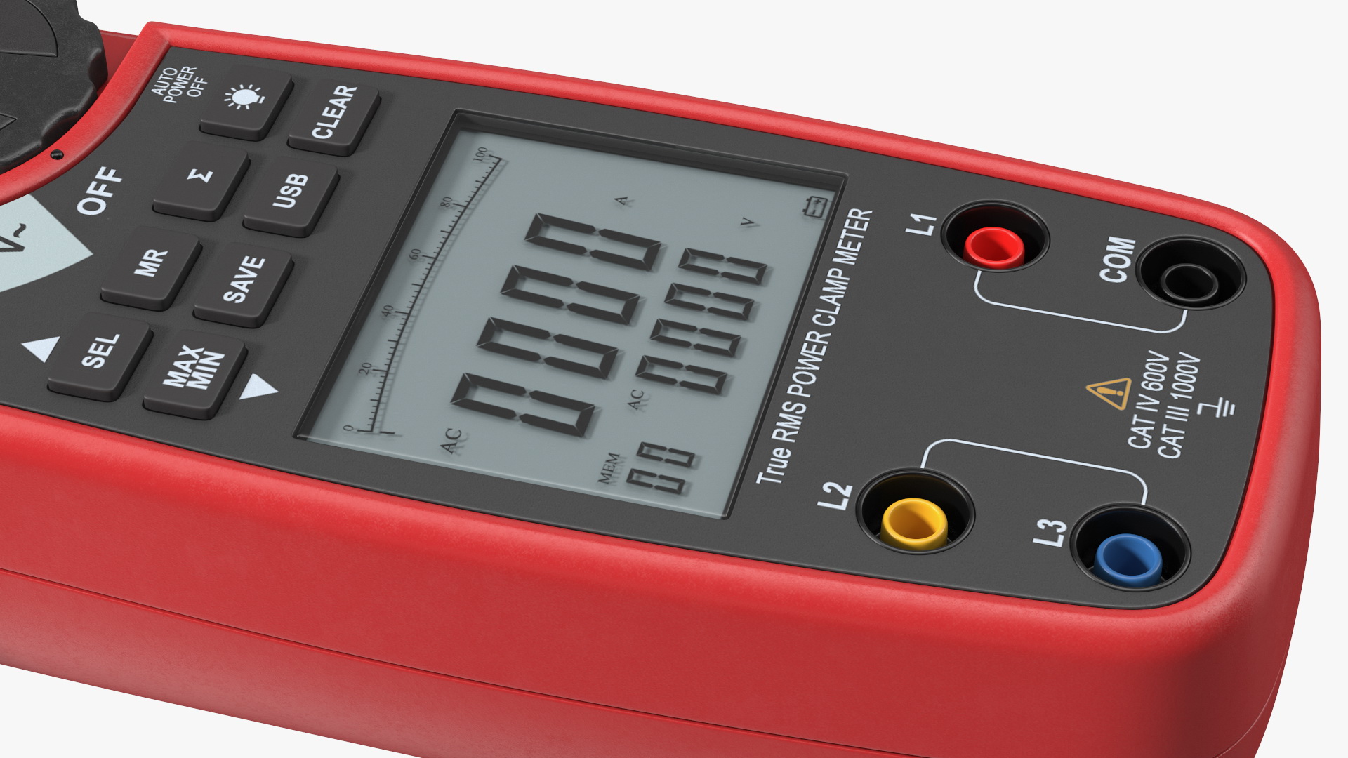 Clamp Digital Wattmeter Red 3D