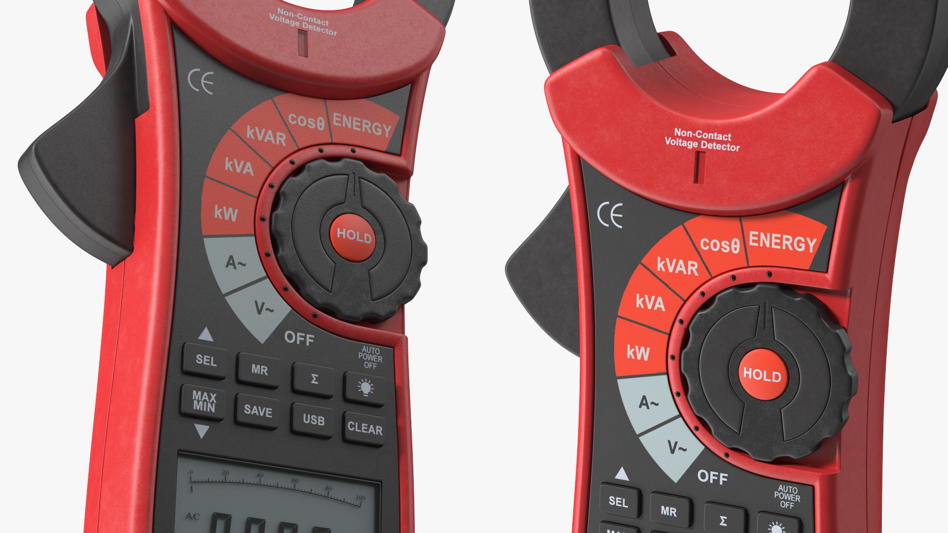 Clamp Digital Wattmeter Red 3D