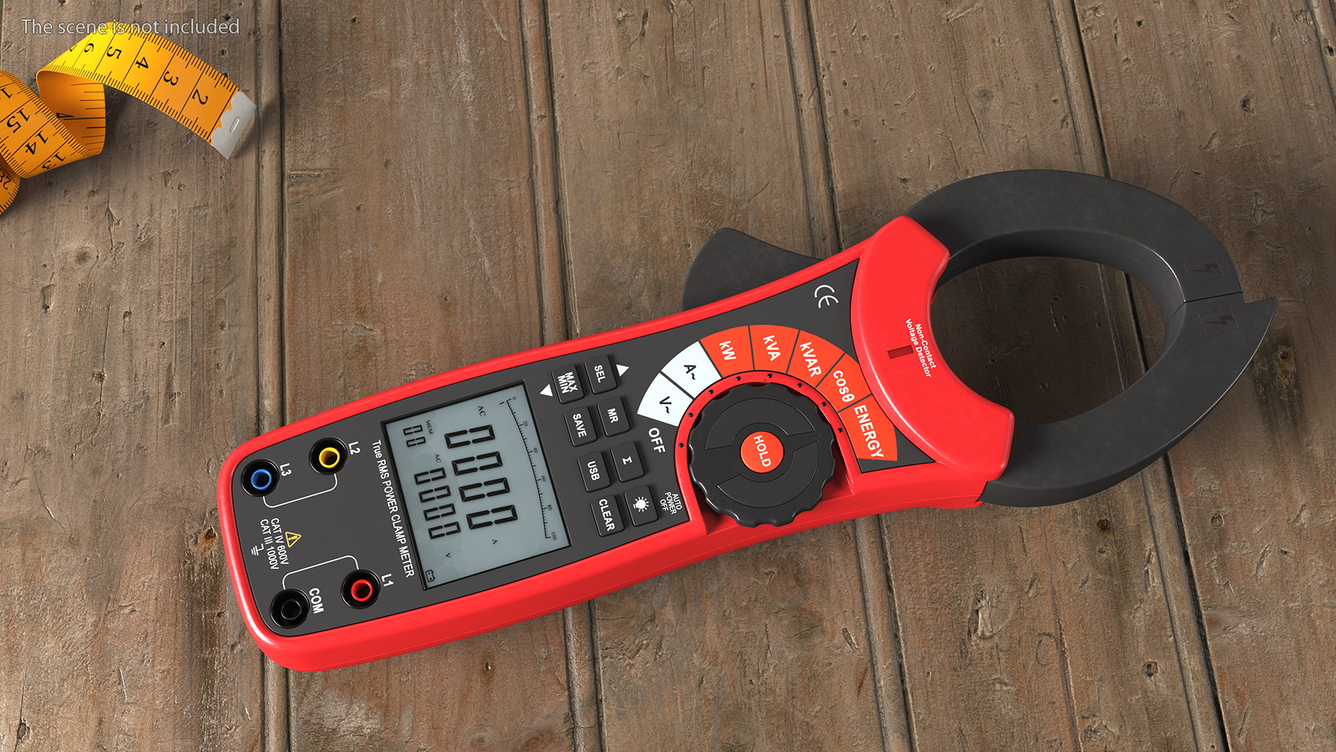 Clamp Digital Wattmeter Red 3D