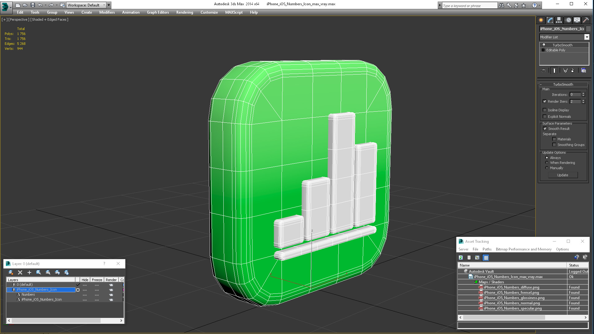 3D iPhone iOS Numbers Icon model