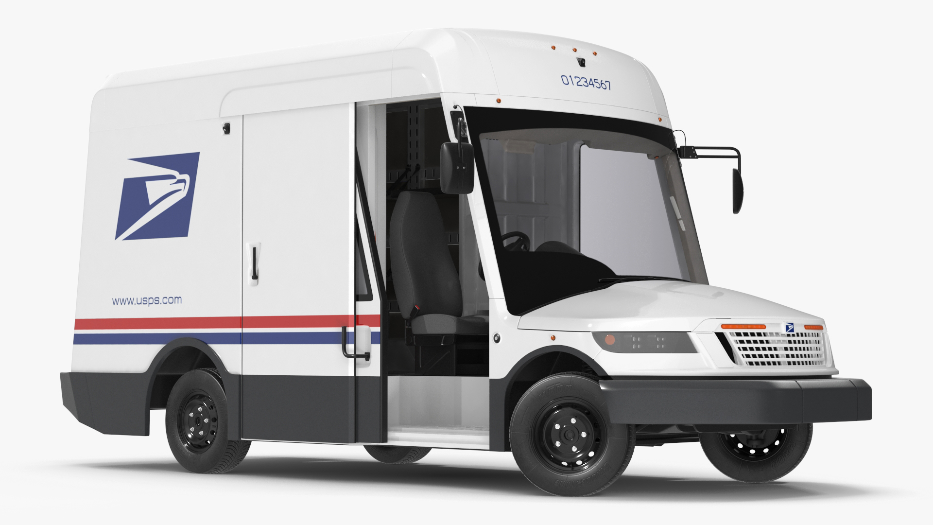 3D US Mail Truck Next Generation Rigged