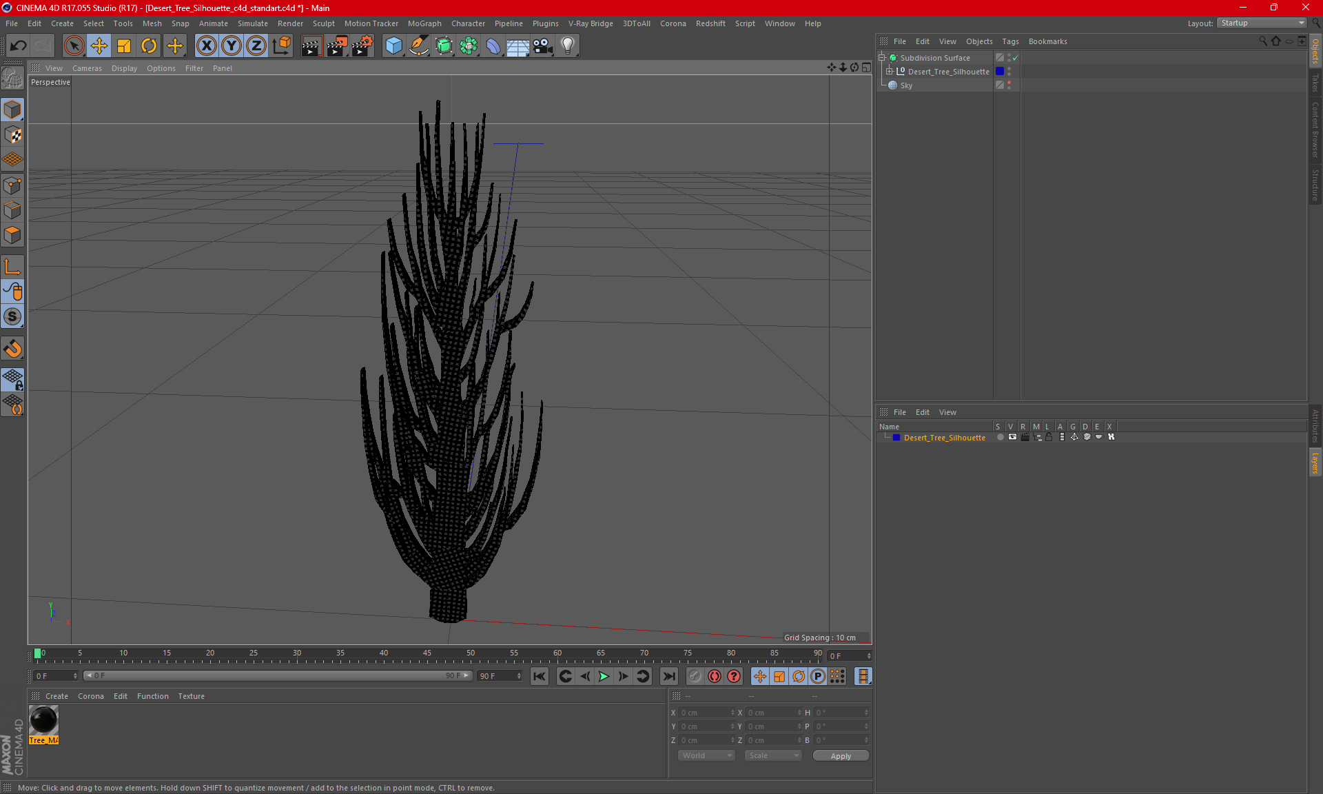 Desert Tree Silhouette 3D