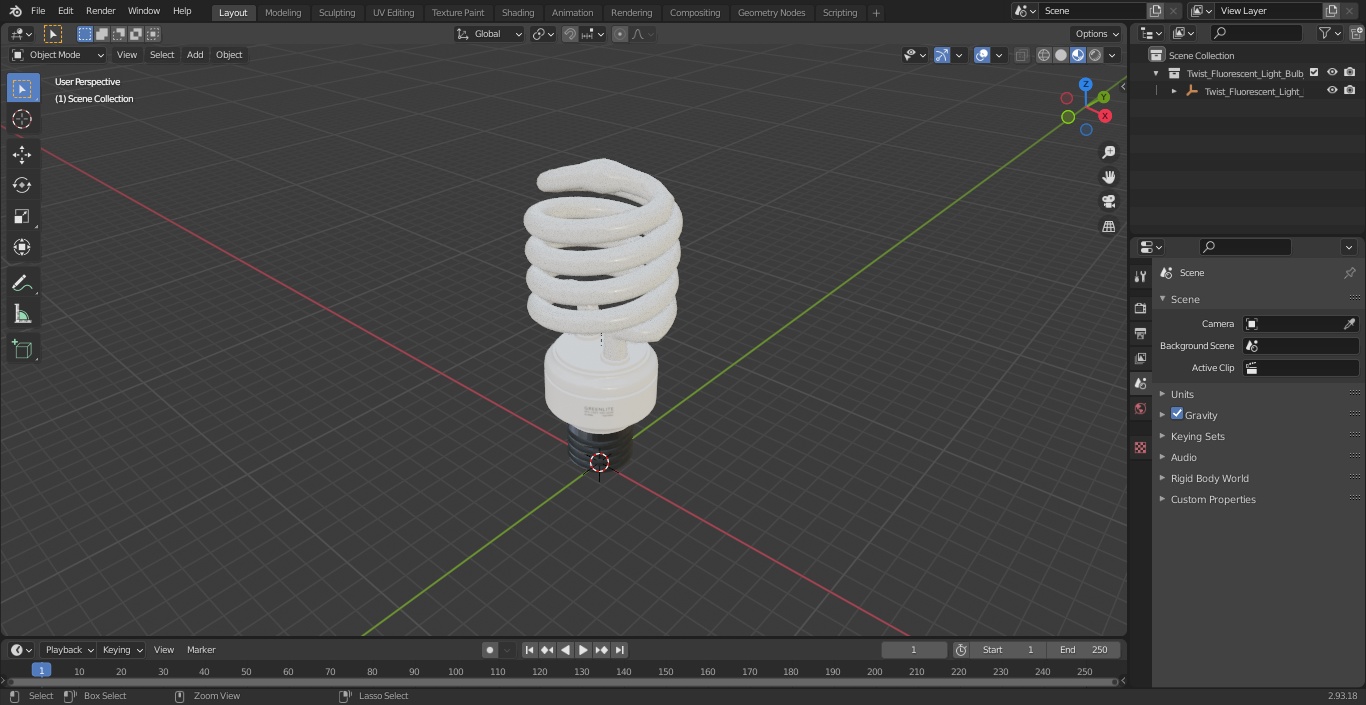 3D Twist Fluorescent Light Bulb model