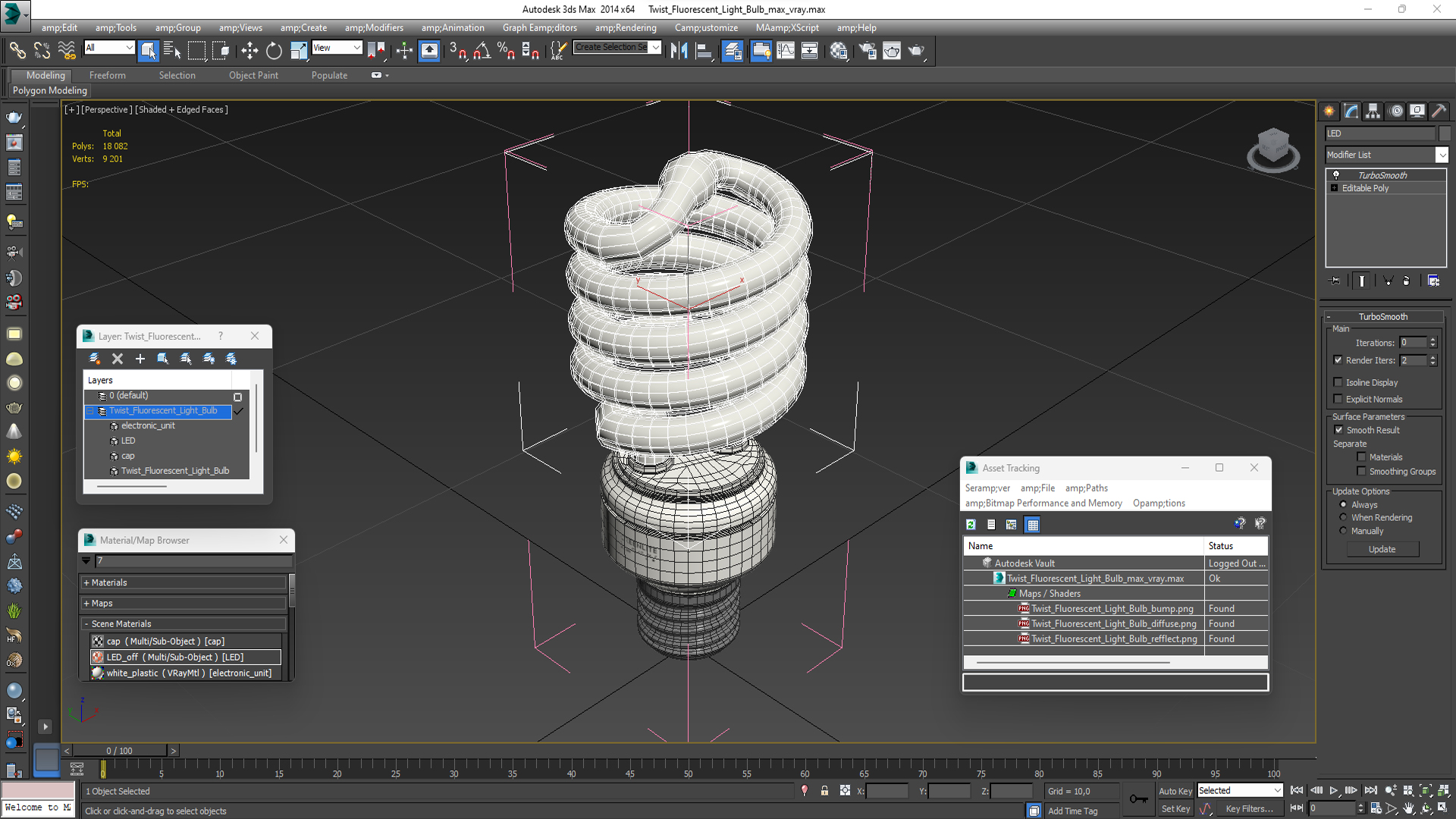 3D Twist Fluorescent Light Bulb model