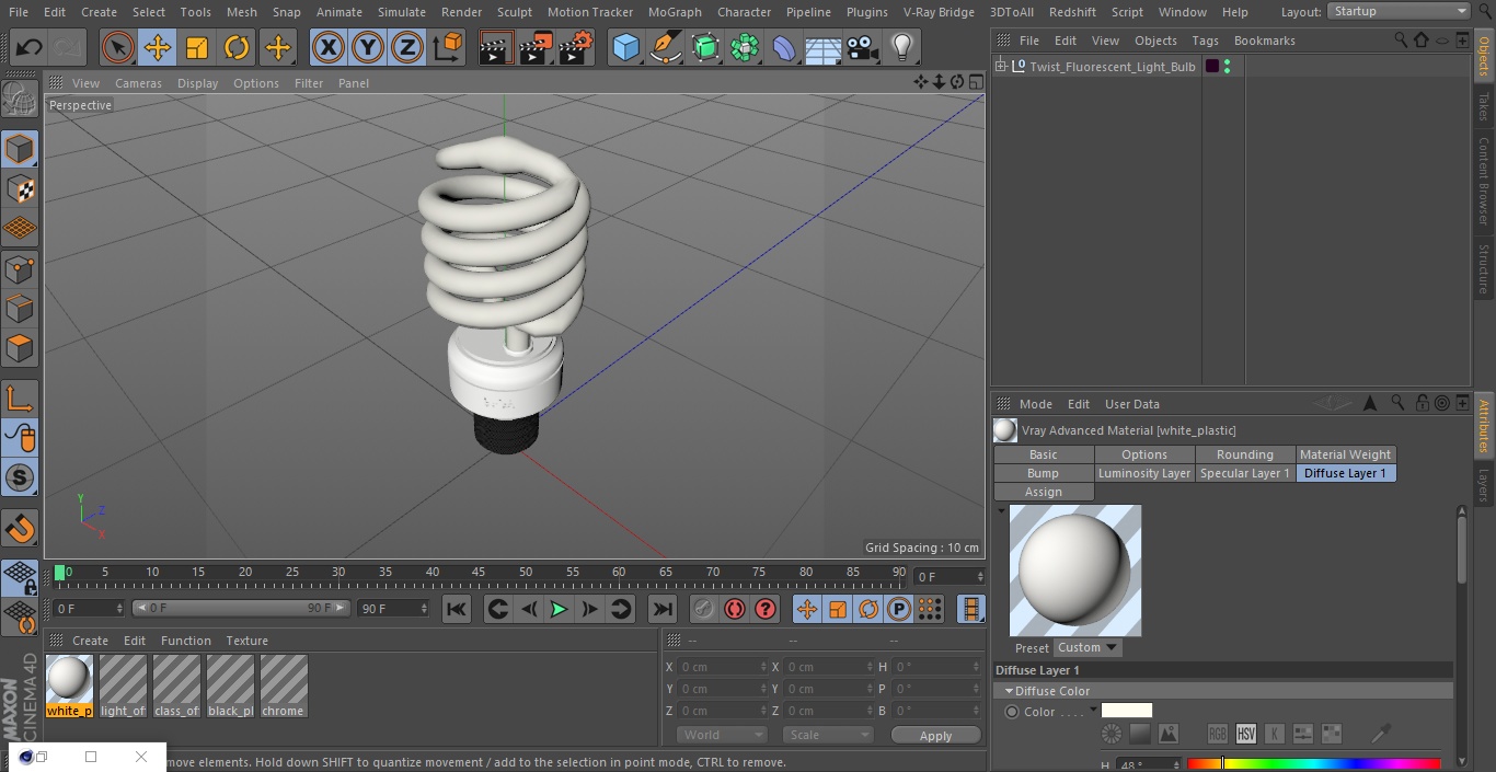 3D Twist Fluorescent Light Bulb model