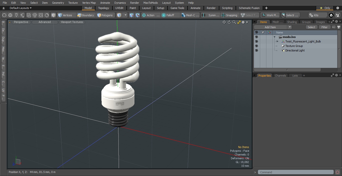 3D Twist Fluorescent Light Bulb model