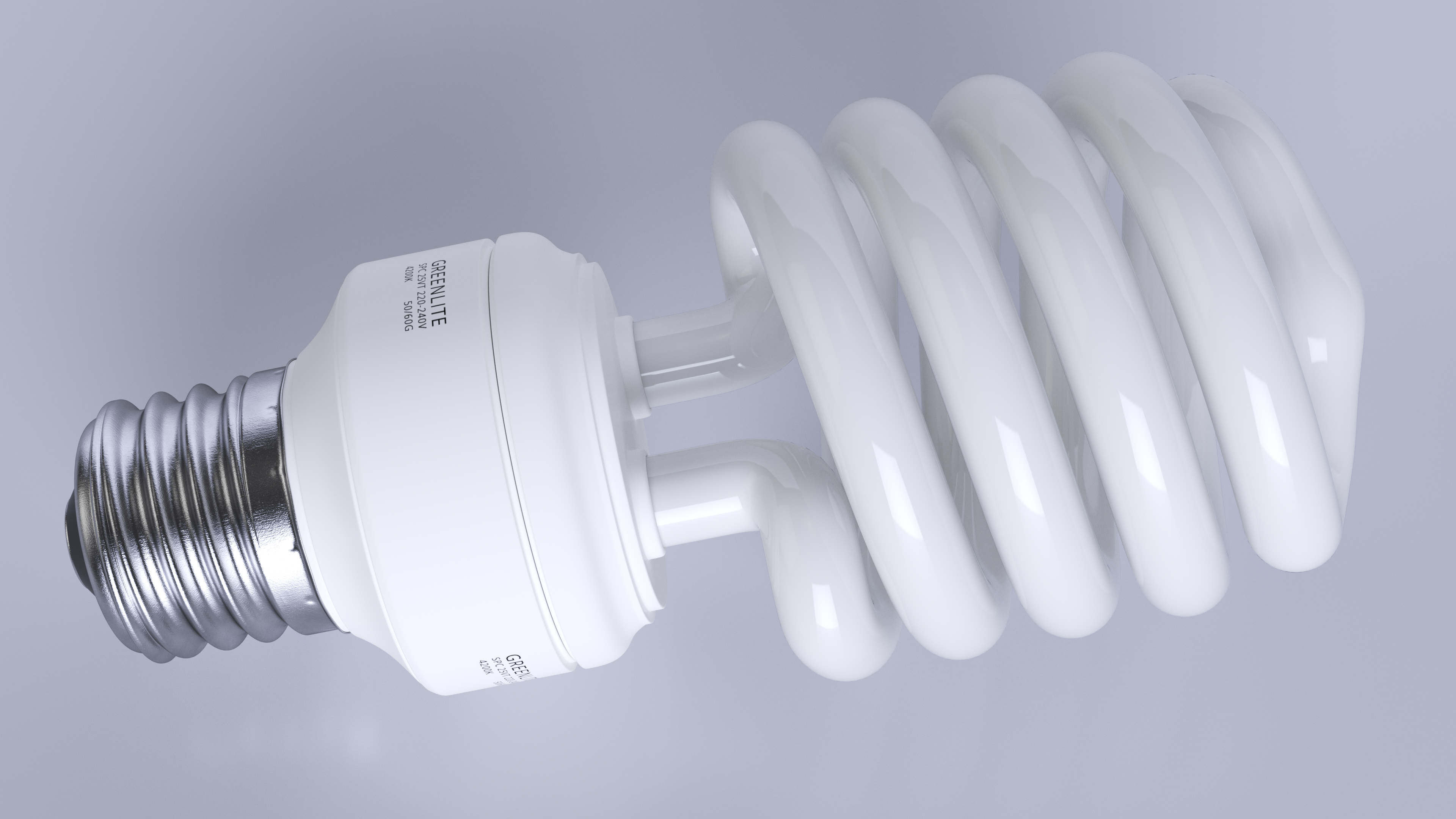 3D Twist Fluorescent Light Bulb model