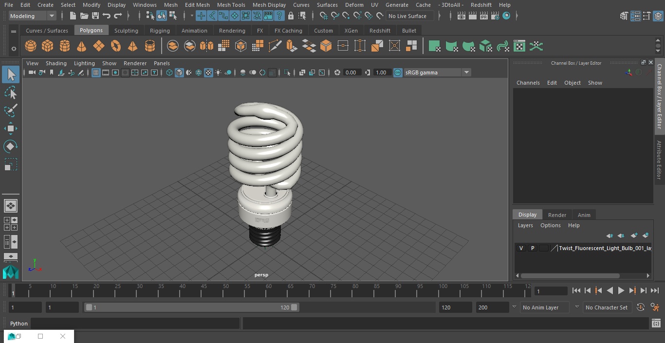 3D Twist Fluorescent Light Bulb model