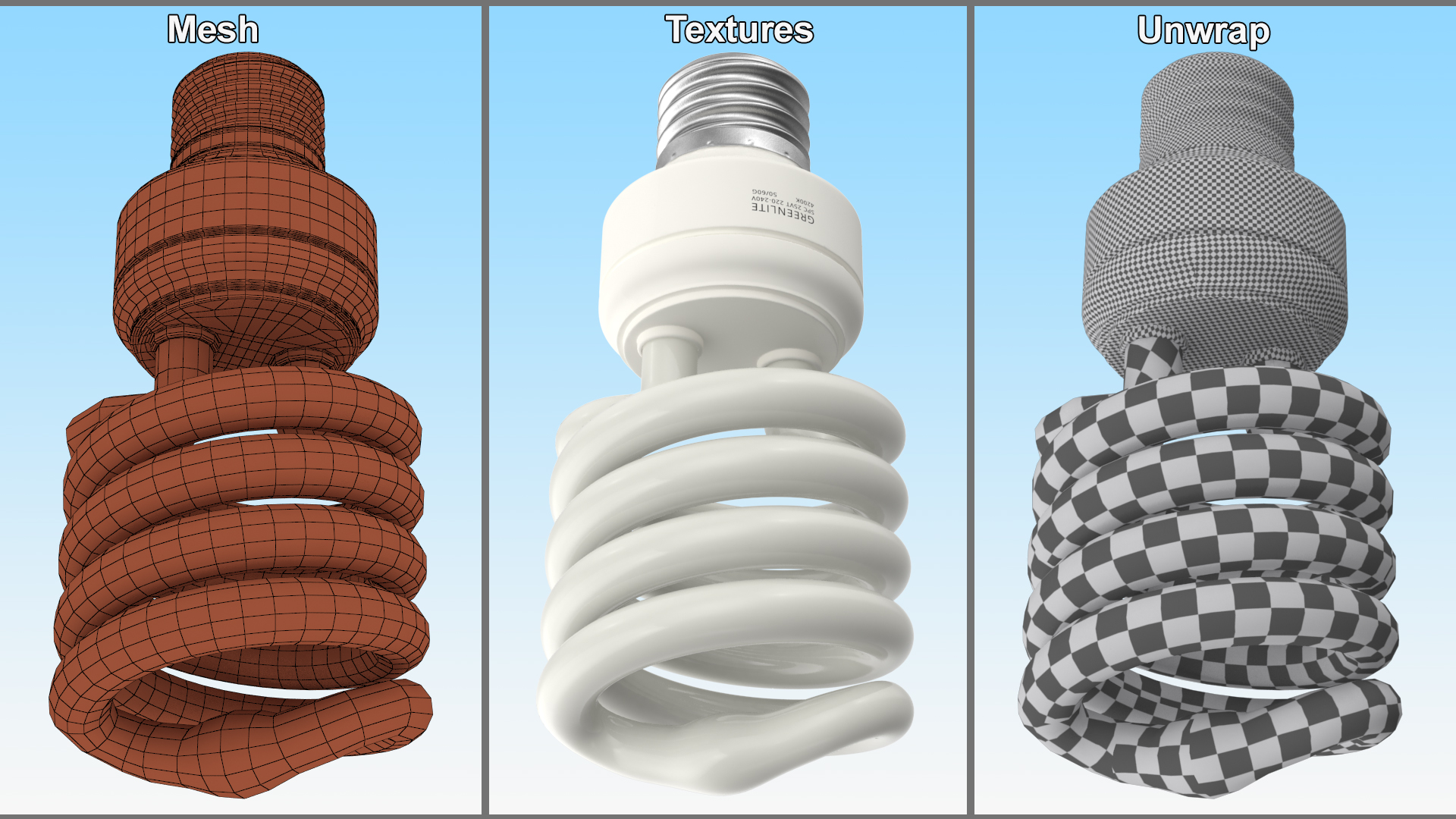 3D Twist Fluorescent Light Bulb model