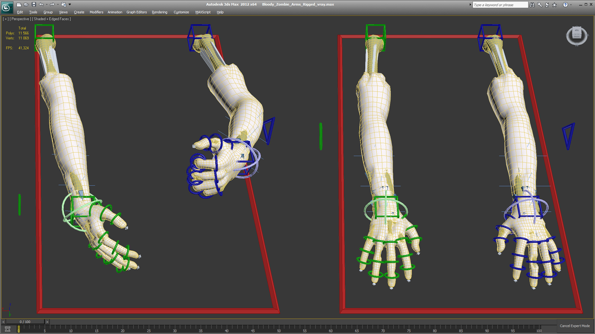 3D model Bloody Zombie Arms Rigged