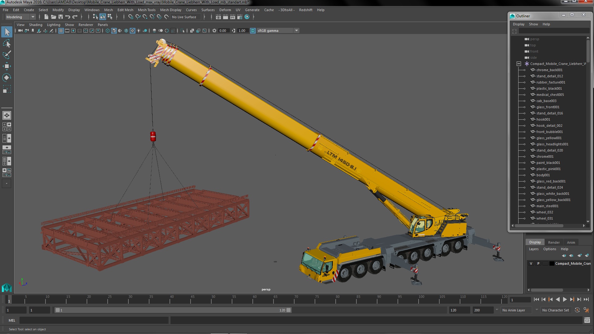 3D Mobile Crane Liebherr With Load