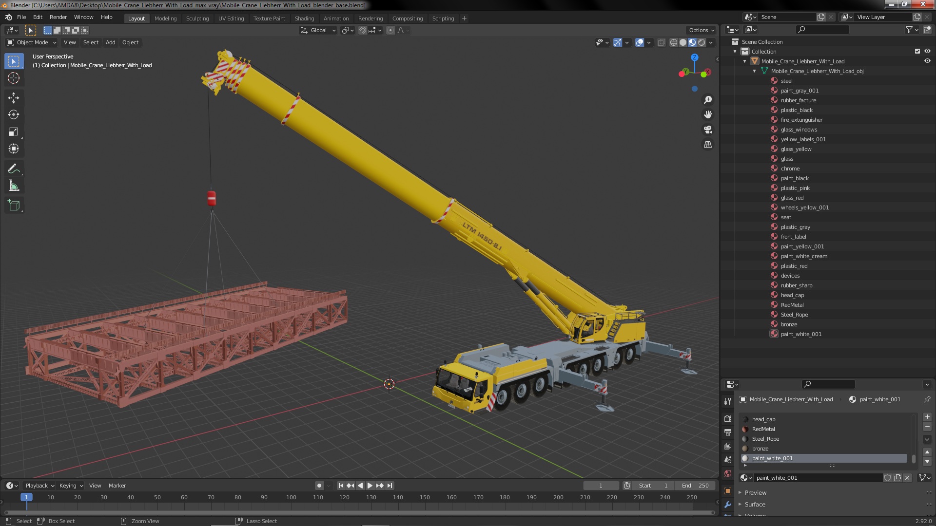 3D Mobile Crane Liebherr With Load