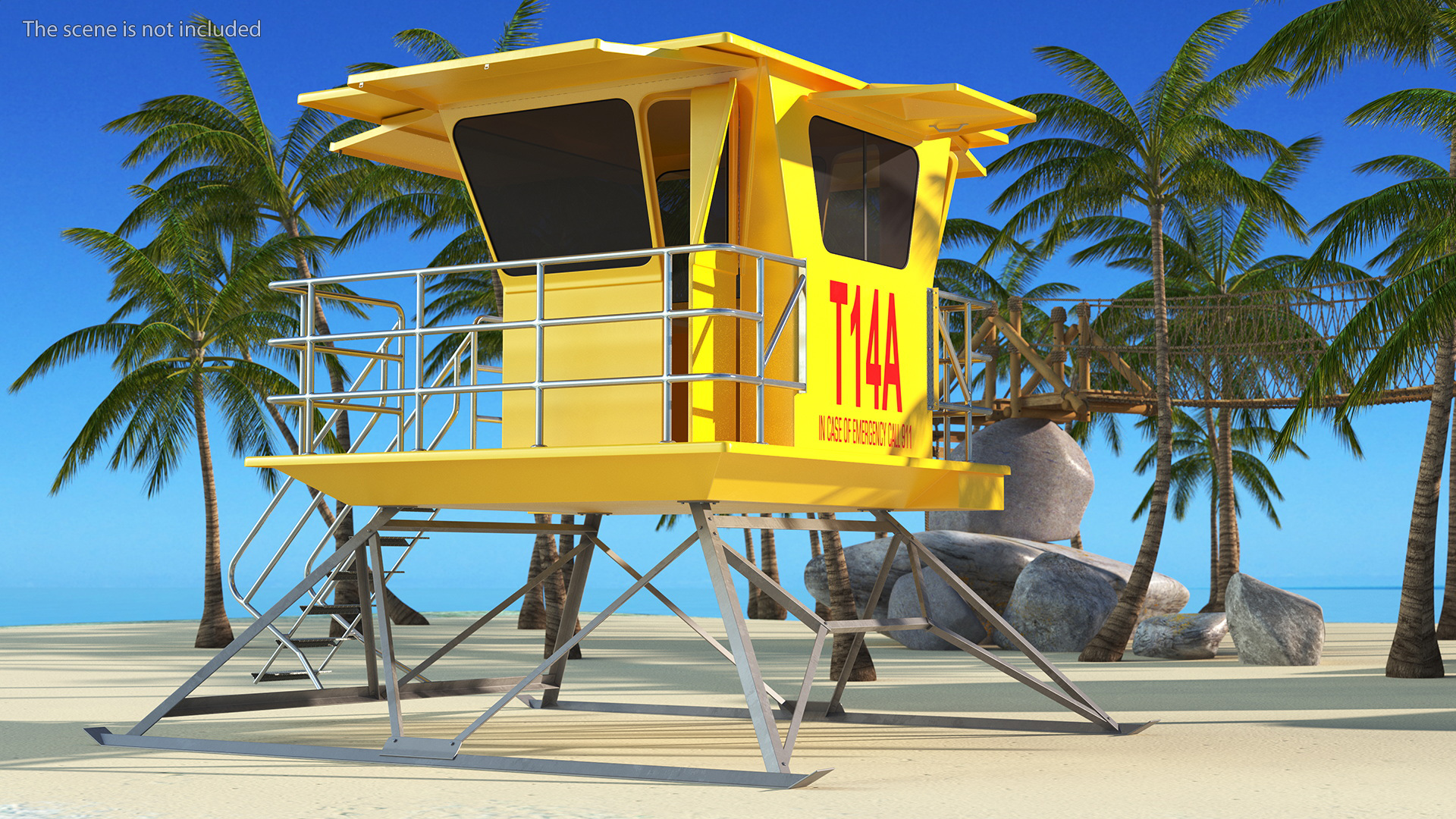 Yellow Lifeguard Tower 3D