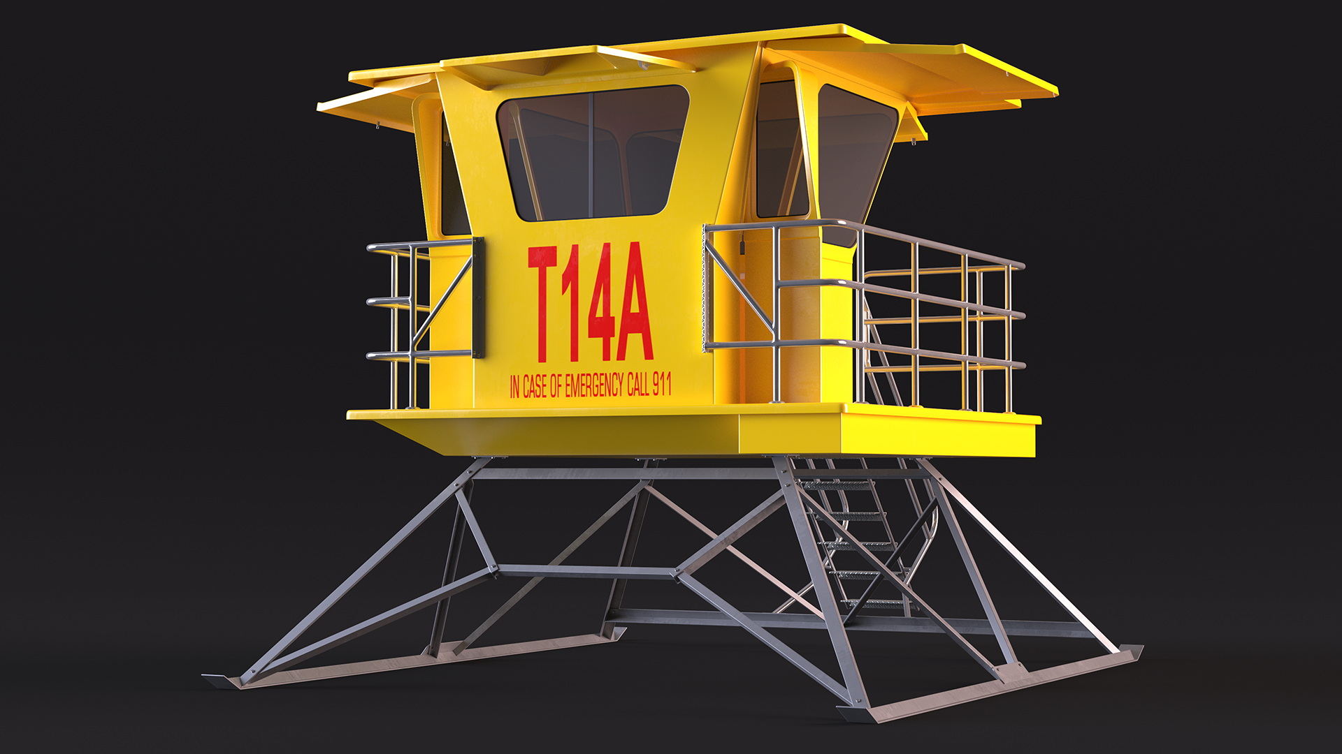 Yellow Lifeguard Tower 3D