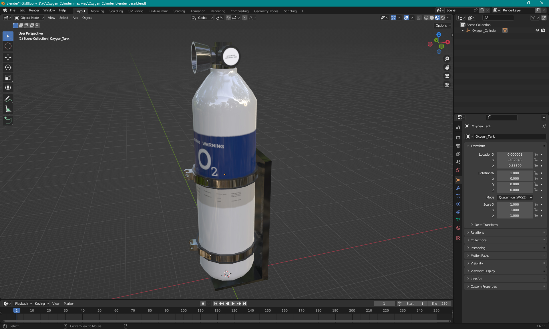 3D model Oxygen Cylinder