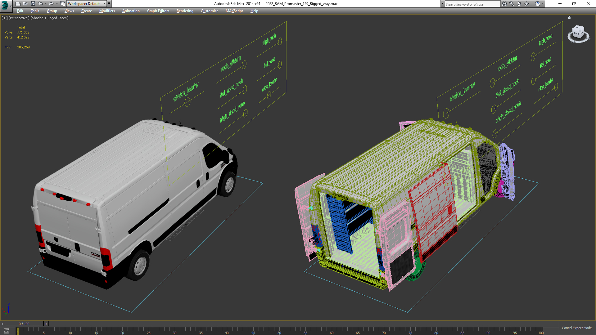 2022 RAM Promaster 159 Rigged 3D model