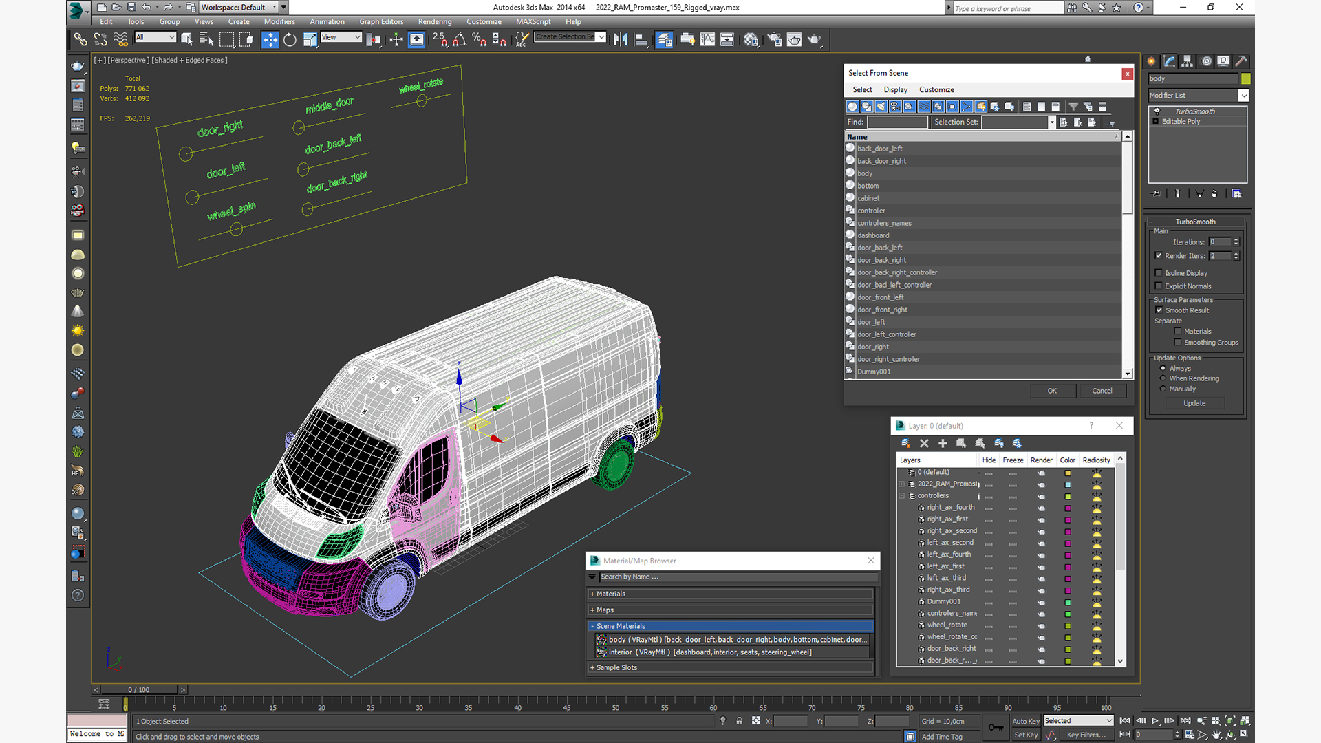 2022 RAM Promaster 159 Rigged 3D model