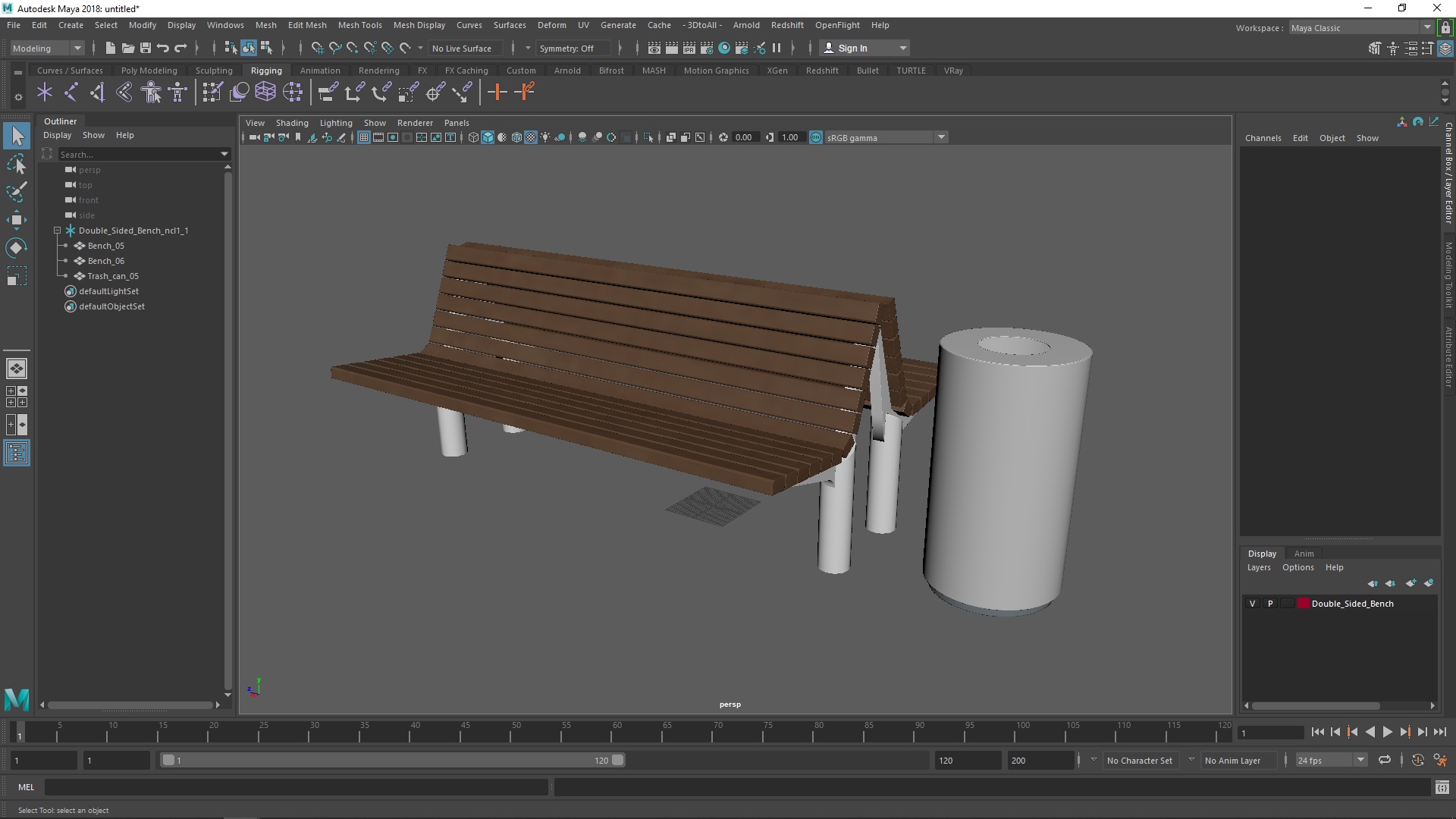 3D Double Sided Bench model