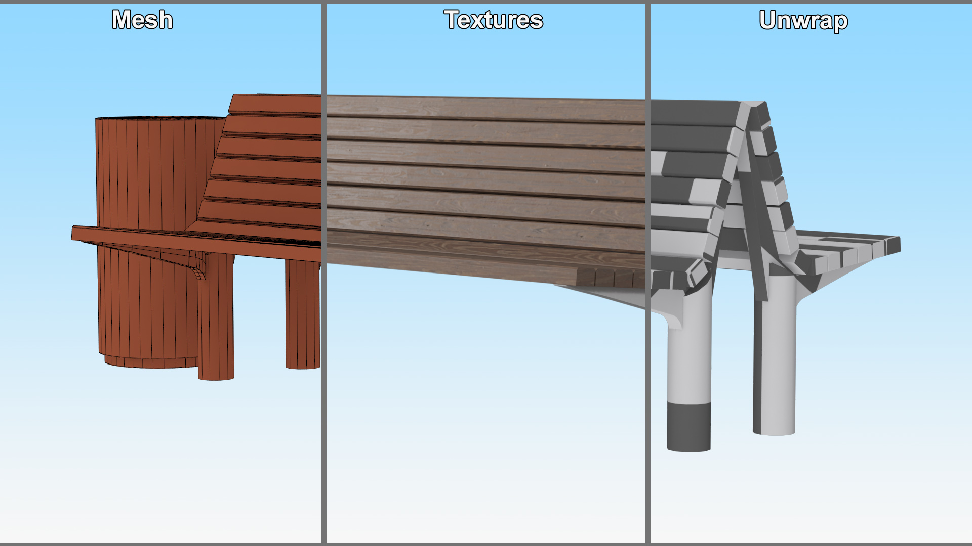 3D Double Sided Bench model