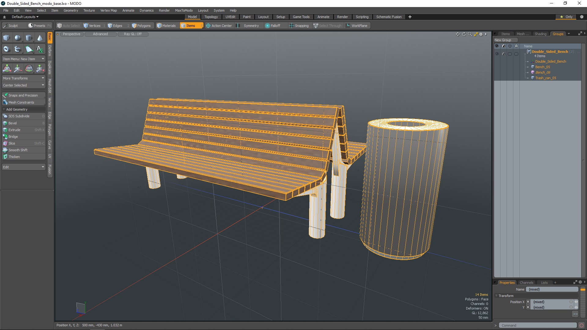 3D Double Sided Bench model