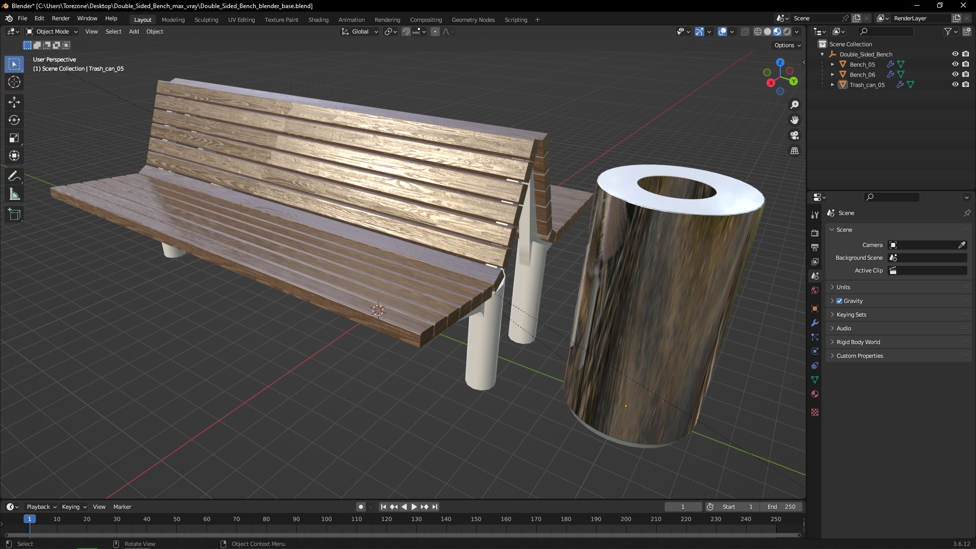 3D Double Sided Bench model