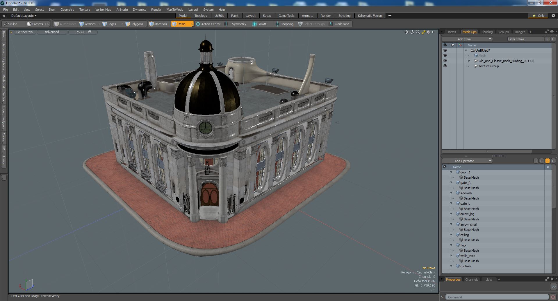 Old and Classic Bank Building 3D model