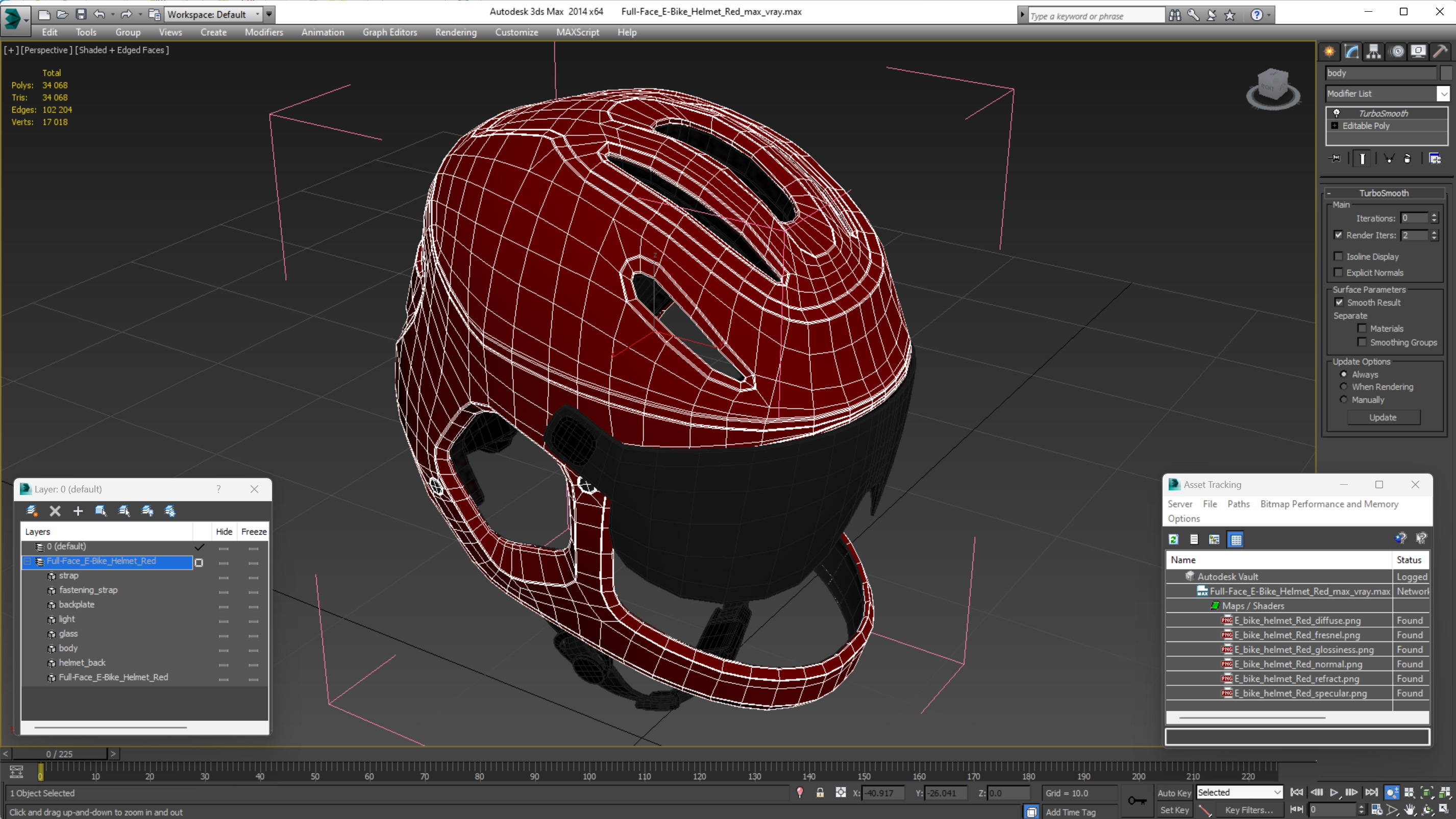 Full-Face E-Bike Helmet Red 3D