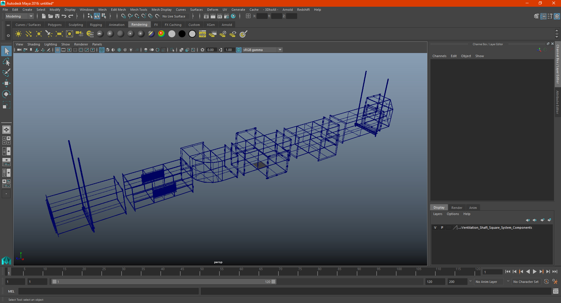 Ventilation Shaft Square System Components 3D