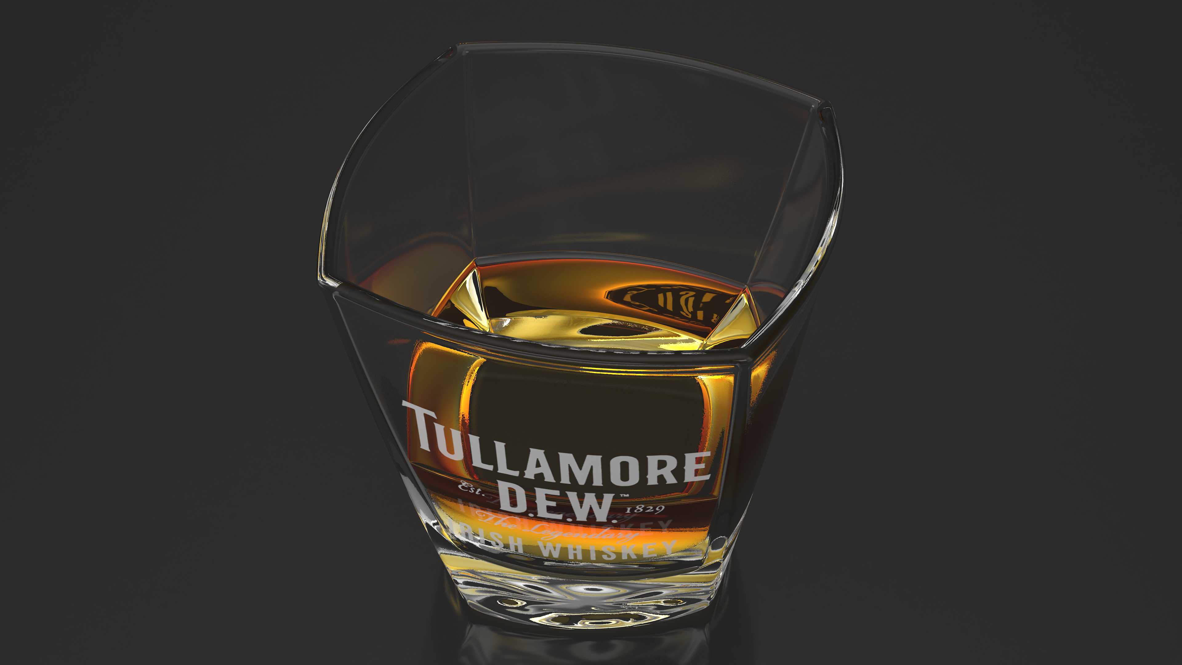 3D Tullamore Dew Rocks Glass With Whiskey model