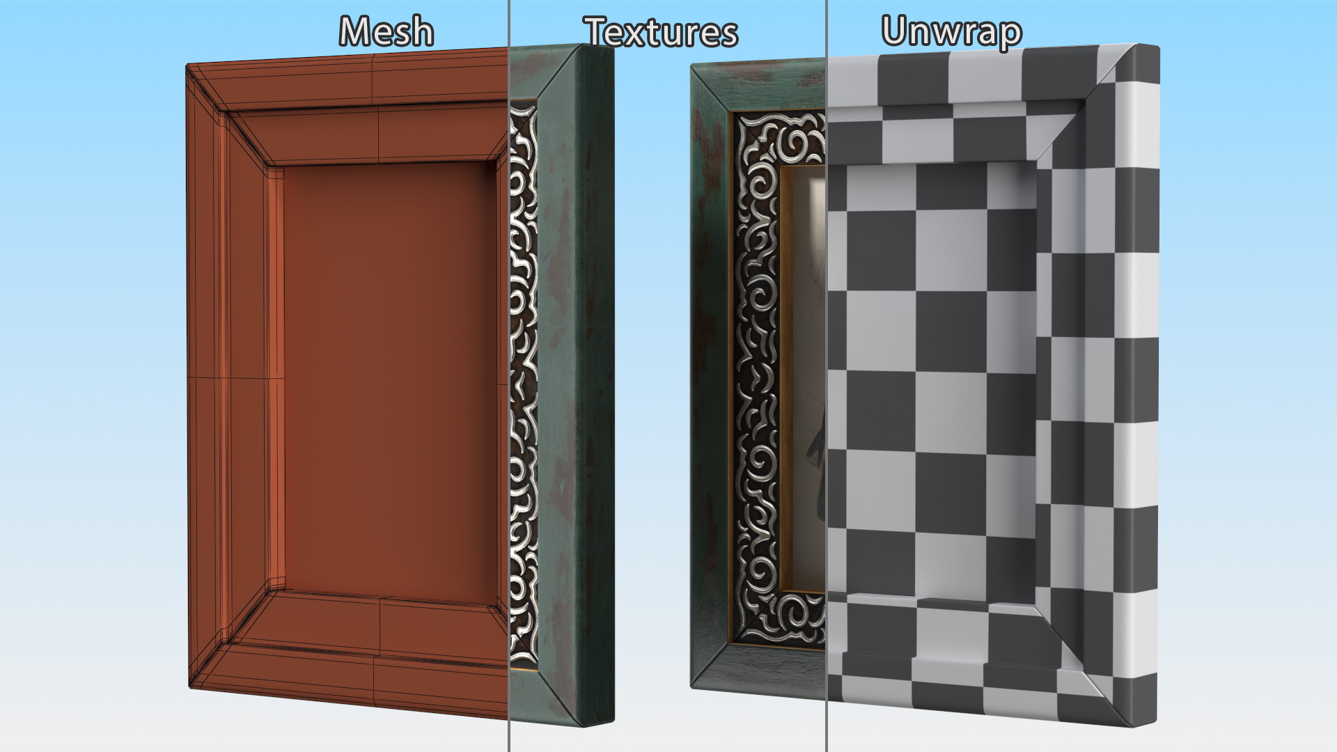 3D model Old Wooden Frame with Ornament