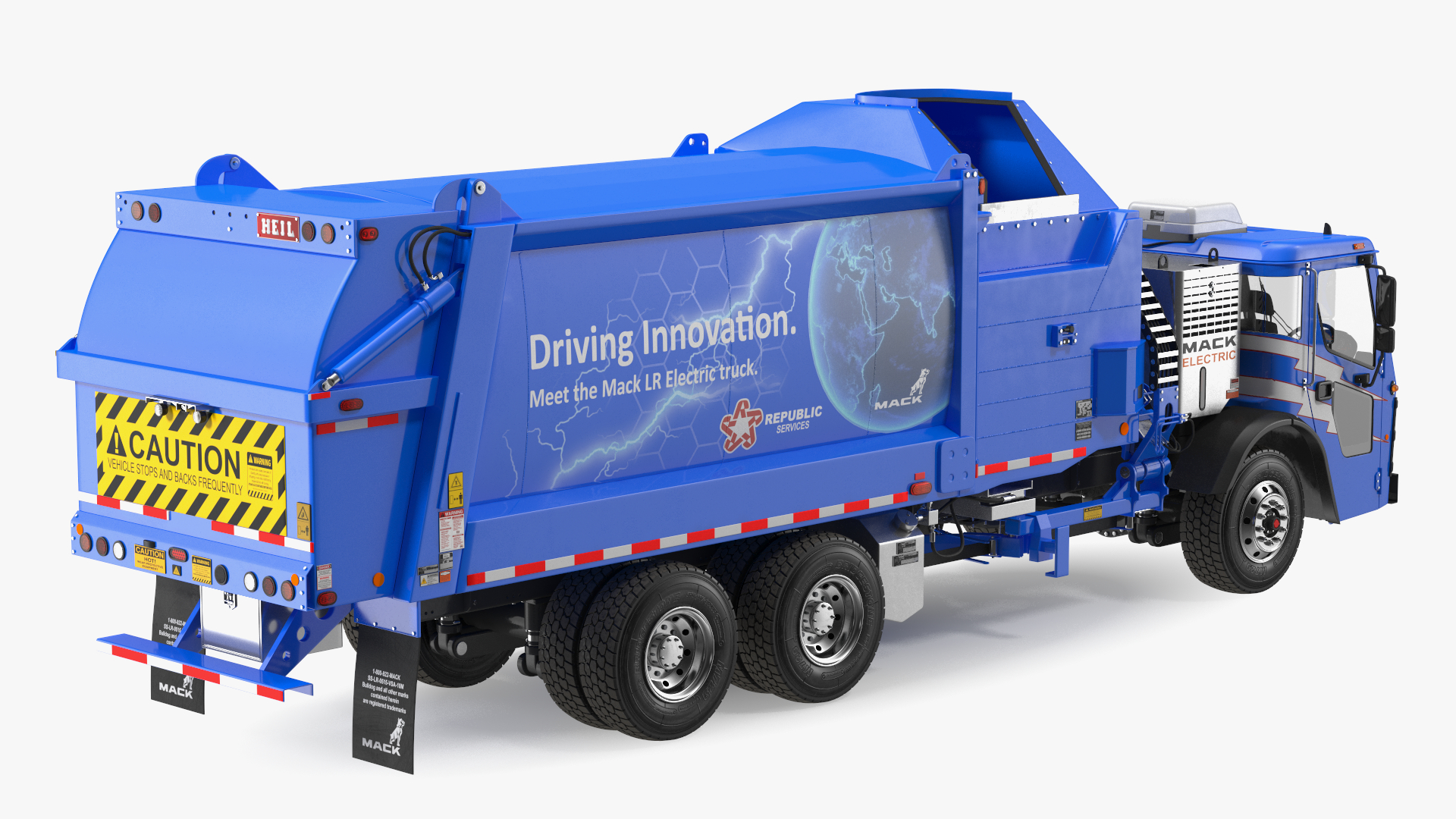 Electric Mack LR Refuse Blue Simple Interior 3D model