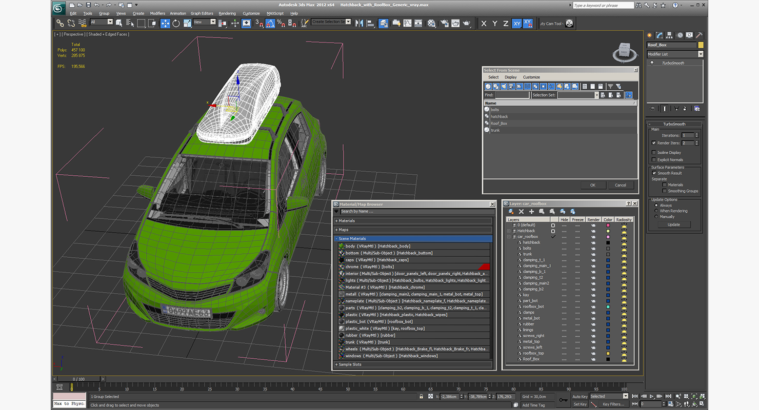 3D model Hatchback with RoofBox Generic