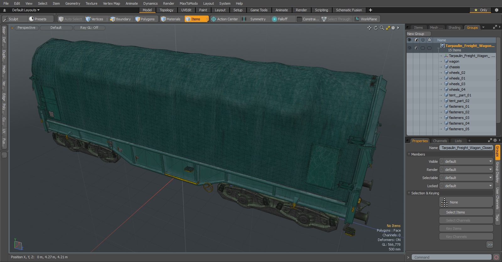 3D Tarpaulin Freight Wagon Closed Dirty