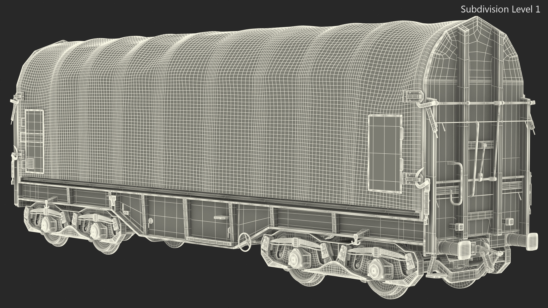 3D Tarpaulin Freight Wagon Closed Dirty