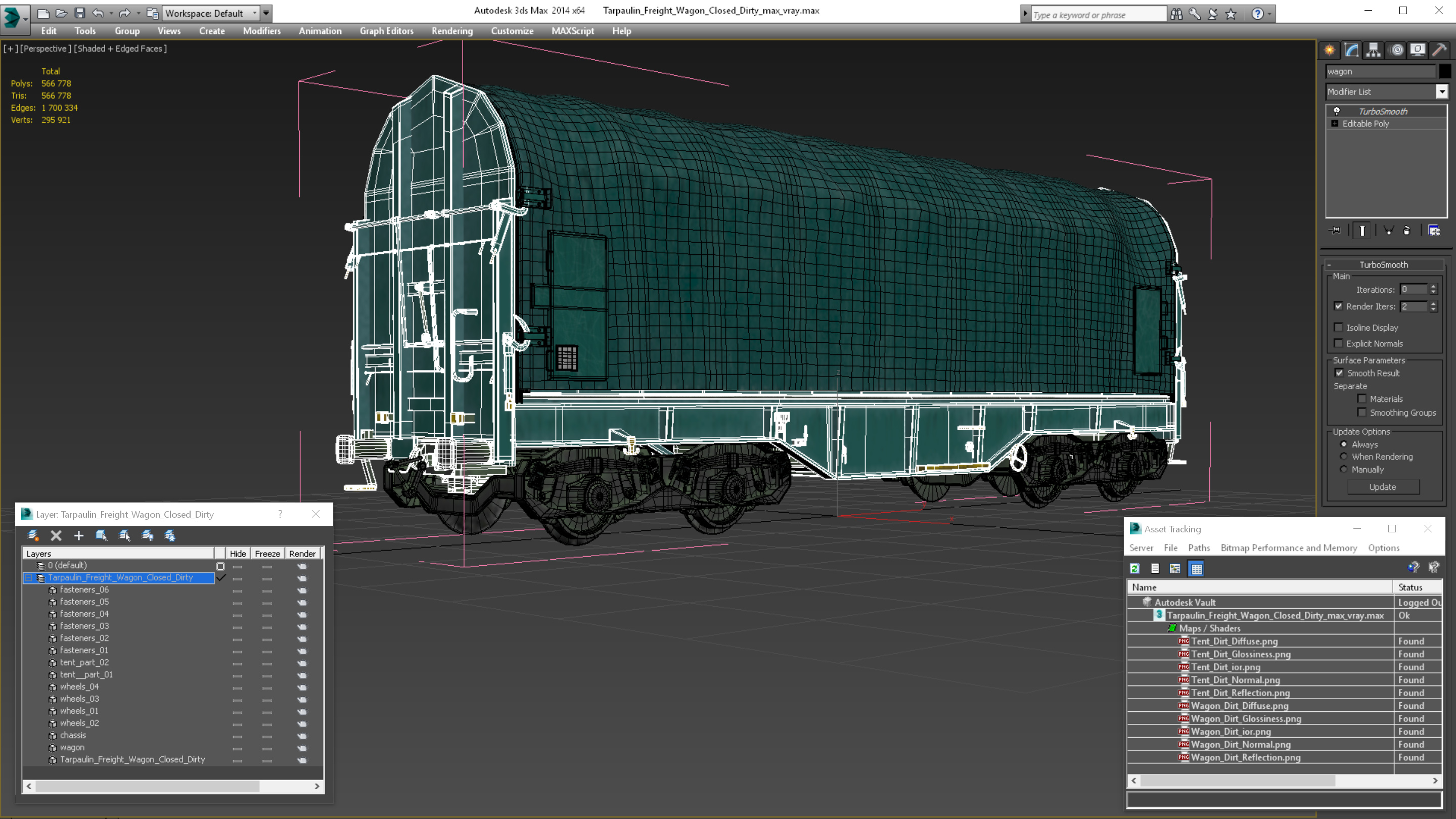 3D Tarpaulin Freight Wagon Closed Dirty