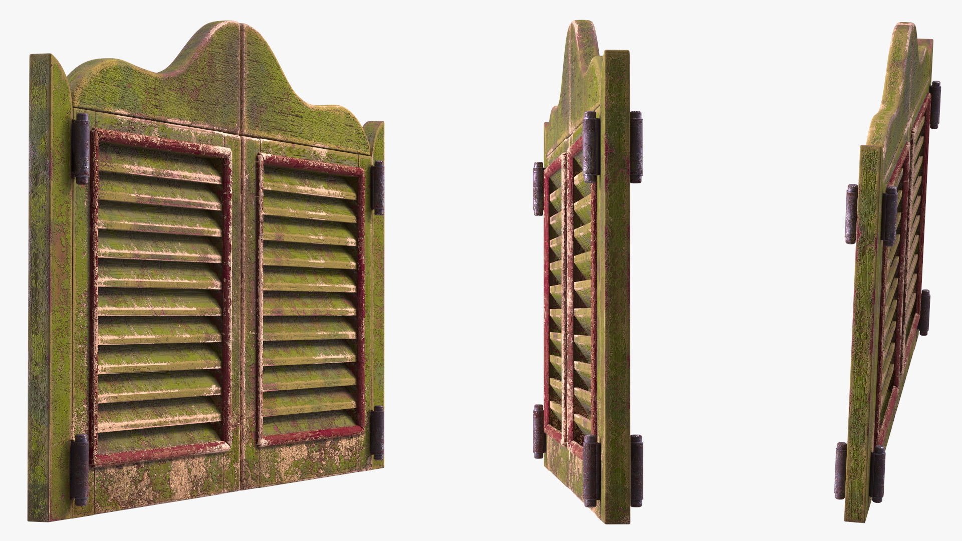 Old Wood Saloon Doors Rigged for Maya 3D