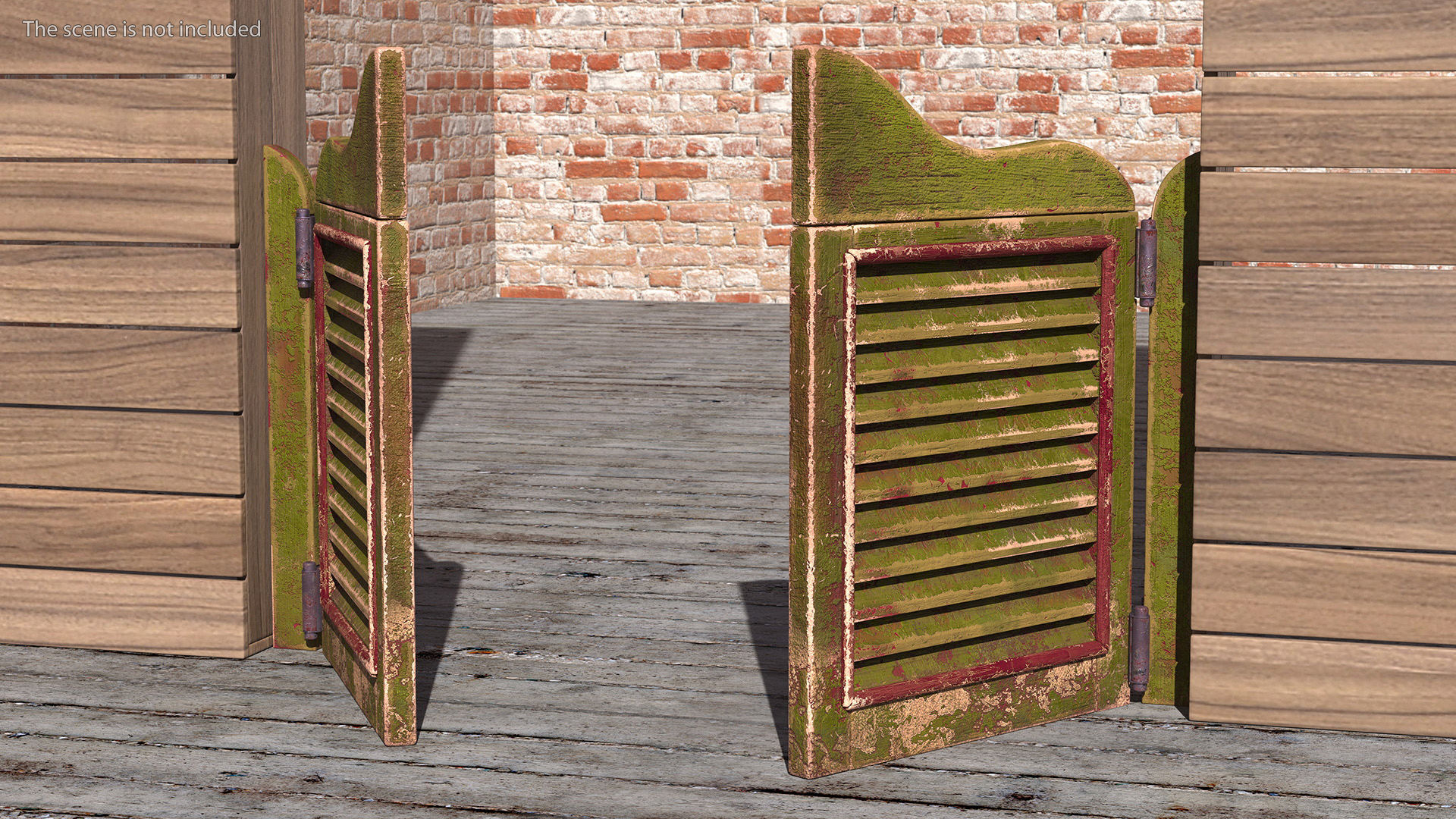 Old Wood Saloon Doors Rigged for Maya 3D