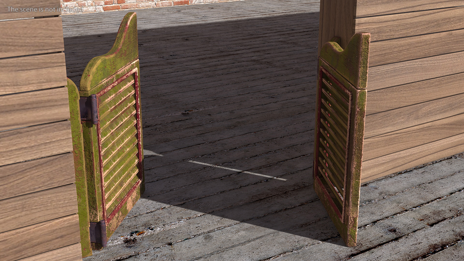 Old Wood Saloon Doors Rigged for Maya 3D