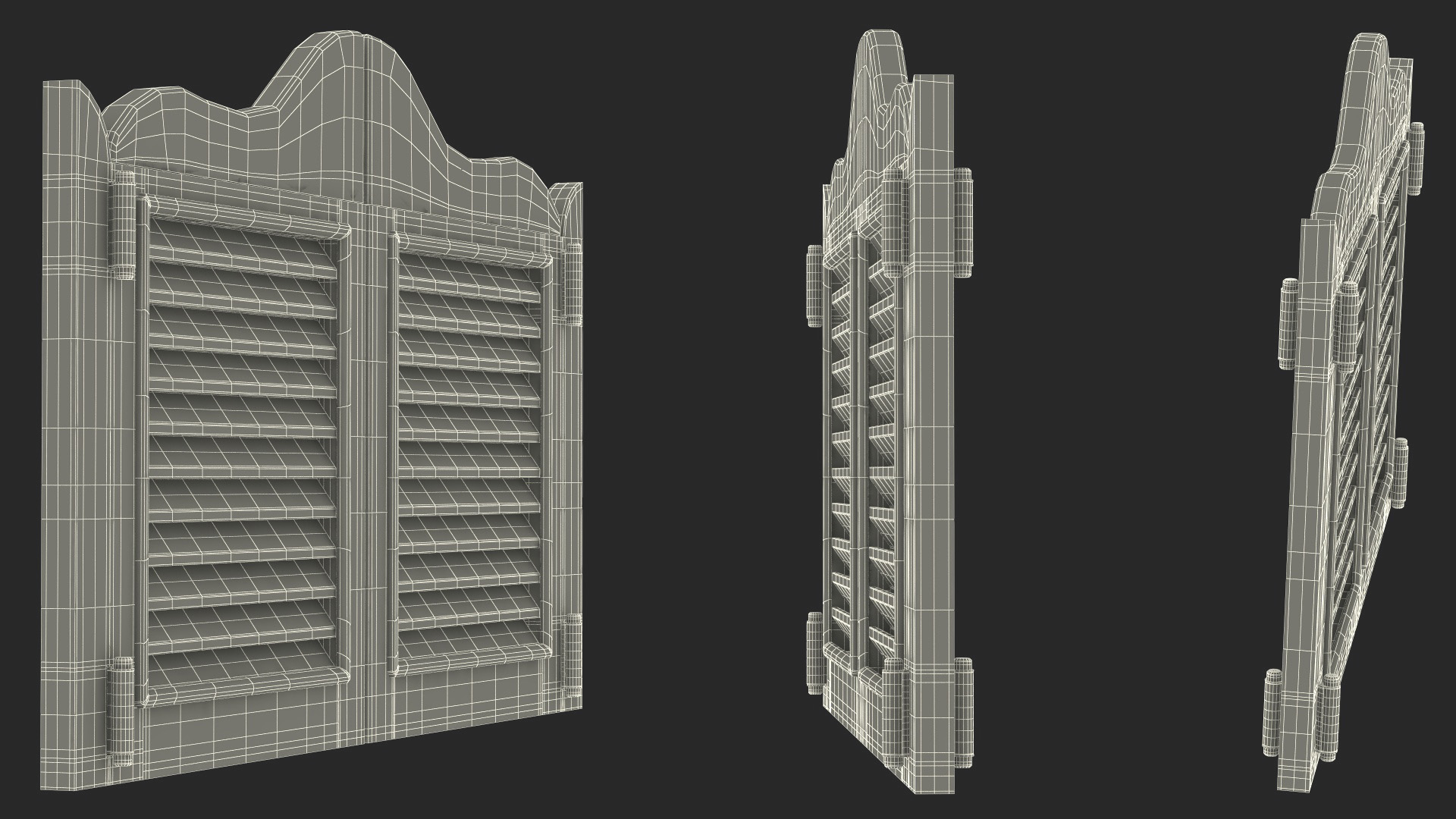 Old Wood Saloon Doors Rigged for Maya 3D