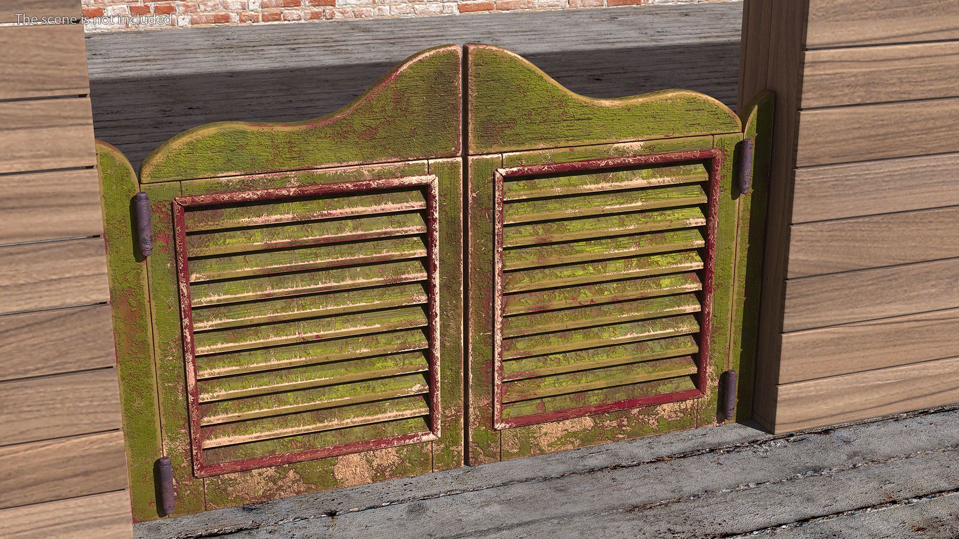 Old Wood Saloon Doors Rigged for Cinema 4D 3D