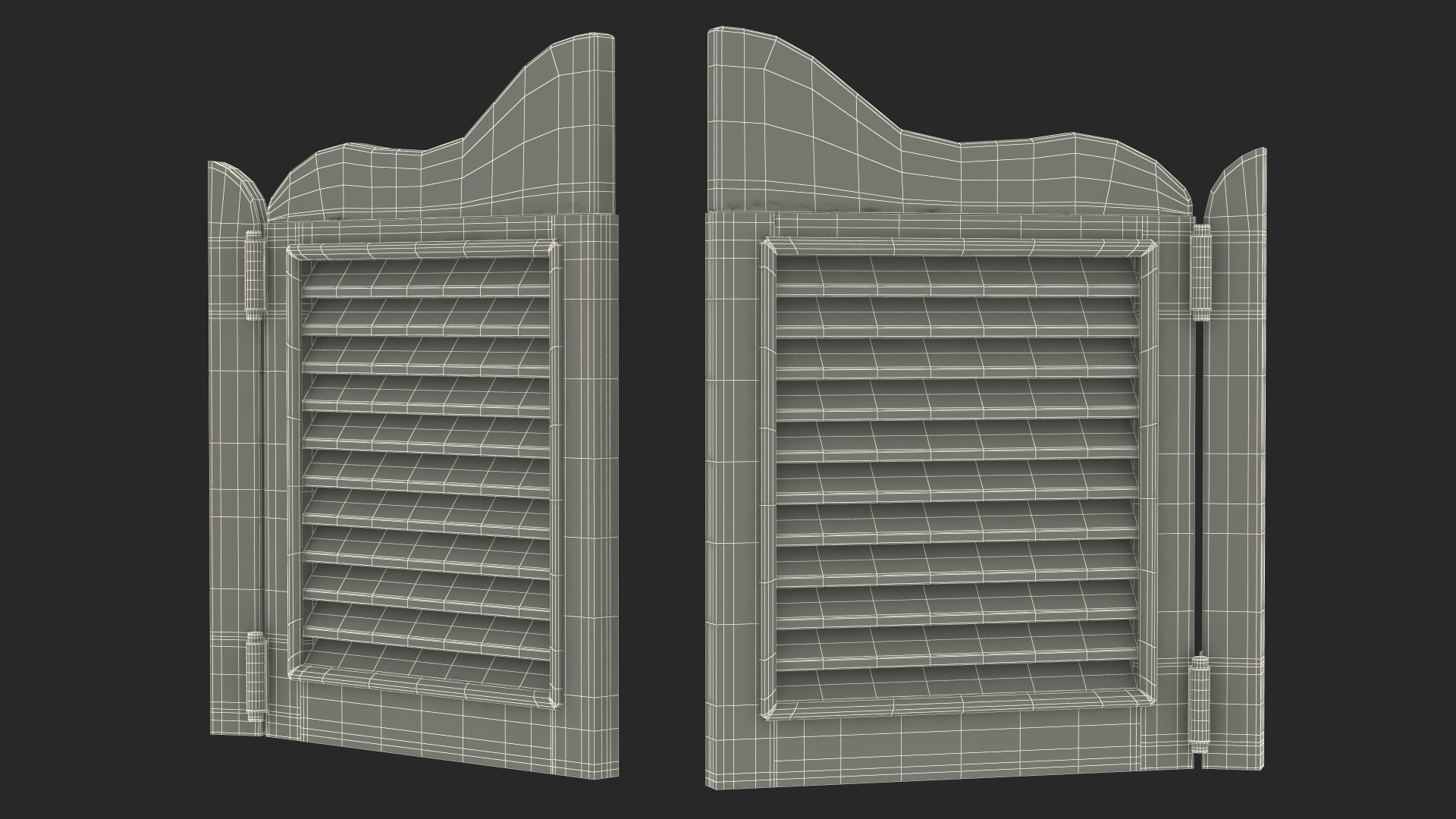 Old Wood Saloon Doors Rigged for Cinema 4D 3D