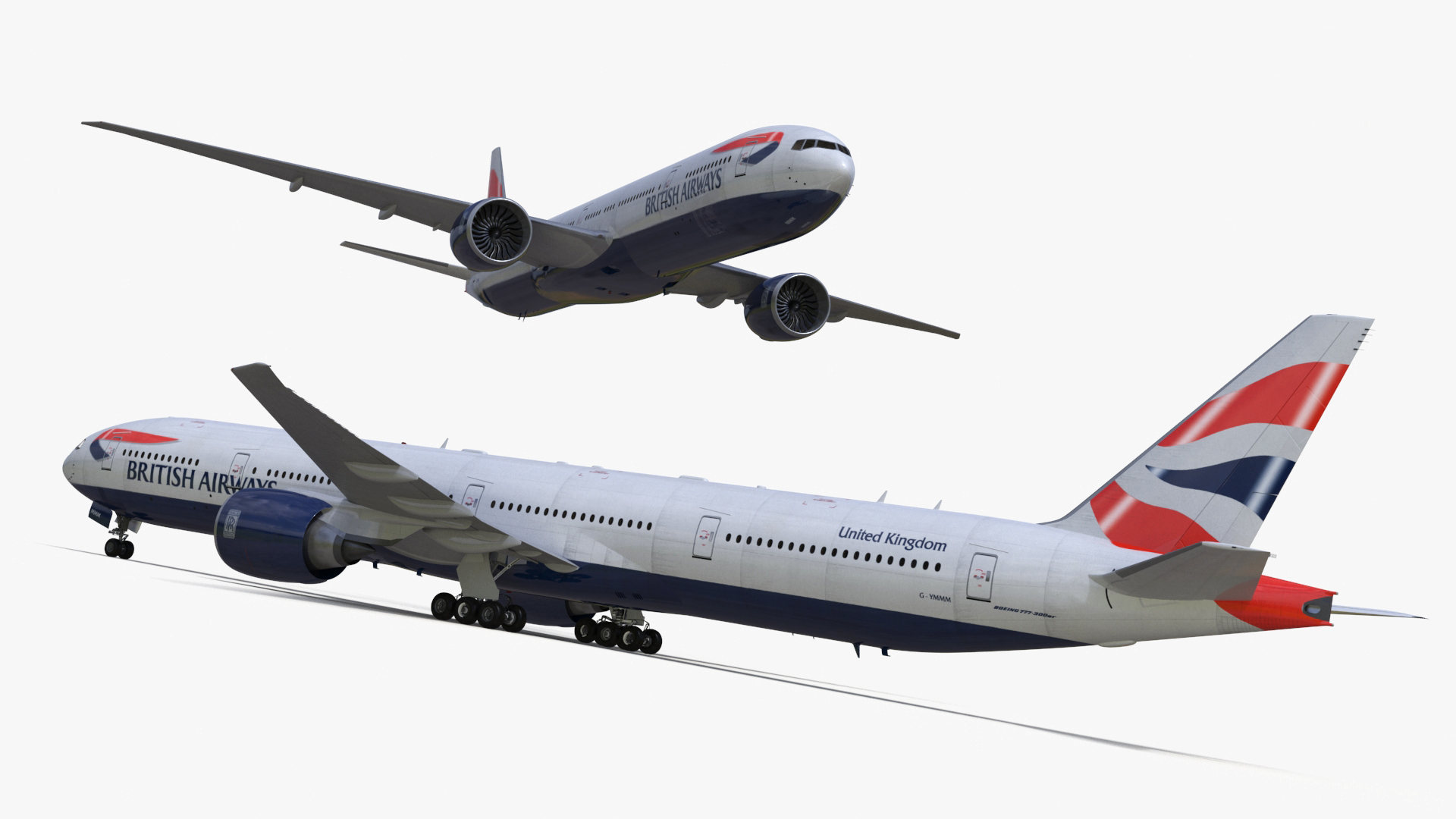 3D Boeing 777 British Airways Rigged model